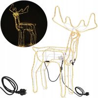 DUŻY ŚWIECĄCY RENIFER LED Z RUCHOMĄ GŁOWĄ XXL 115cm LED CIEPŁA BIEL BIAŁY