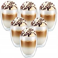 6x SZKLANKI TERMICZNE DO KAWY LATTE DRINKÓW 350ml