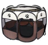 Tekstylny kojec dla psa kota 74x74x43 cm składany brązowy