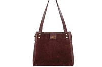 Klasyczna torebka skórzana z zamszem - Bordowa