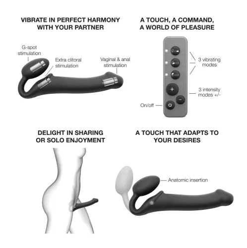 strap-on-me vibrating bendable strap-on m czarny, 3 silniki, silikon na Arena.pl