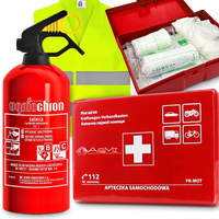 Gaśnica 1kg Samochodowa Apteczka Pierwszej Pomocy Kamizelka Odblaskowa