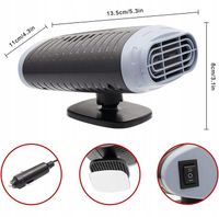 PODGRZEWACZ SAMOCHODOWY, ODMRAŻACZ SZYBY 12V, 2 W 1 WENTYLATOR SAMOCHODOWY