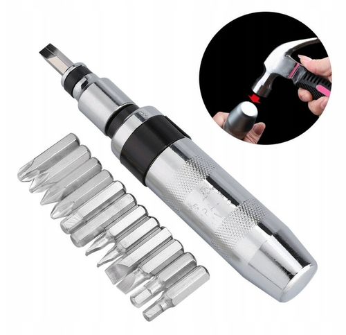 ŚRUBOKRĘT POBIJAK WYKRĘTAK WKRĘTAK UDAROWY 13 BITÓW + METALOWE PUDEŁKO na Arena.pl