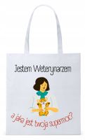 Dla Weterynarza Na Prezent Torba Eco Biała Shopper Z Nadrukiem Ze Zdjęciem