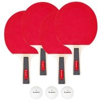 Zestaw tenisowy stołowy inSPORTline Ekiset EK1 ∙ 4 rakietki dla początkujących ∙ 3 białe piłeczki ∙ gumowa okleina 1,2 mm ∙ etui