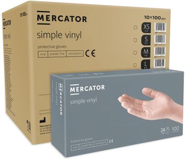 Rękawice winylowe bezpudrowe MERCATOR® simple vinyl L karton 1000 szt
