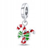 Zawieszka SREBRO 925 Charms Świąteczna Laska Cukrowa Boże Narodzenie