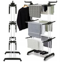 SUSZARKA NA PRANIE XXL STOJĄCA SKŁADANA WYTRZYMAŁA 50kg STABILNA NA KÓŁKACH