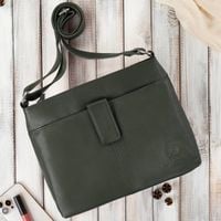 torebka damska listonoszka skórzana na ramię ciemnozielona