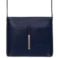VERA PELLE torebka skórzana listonoszka z paskiem V159 granatowa