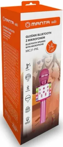 MIKROFON KARAOKE GŁOŚNIK ZABAWKA BLUETOOTH LED RÓŻ MANTA ECHO ŚWIATŁO na Arena.pl