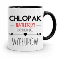 Kubek Czarny Dla Chłopaka Najlepszy Partner Z Nadrukiem Ze Zdjęciem