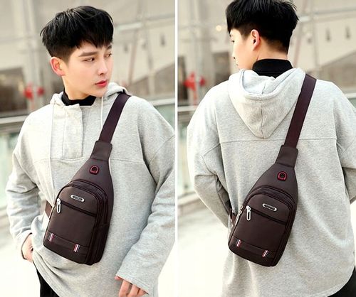 Męski Plecak Torba lekka saszetka na ramię nerka  T107_Brązowy na Arena.pl