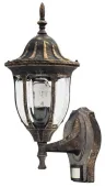 Lampa ścienna zewnętrzna kinkiet Milano złoto antyczne czujnik ruchu PIR