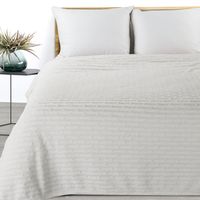 Koc narzuta LISA 130x170 biały żakardowy splot w pasy i bąbelki