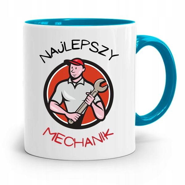 Kubek Błękitny Mechanika Najlepszy Mechanik Z Nadrukiem Ze Zdjęciem zdjęcie 1