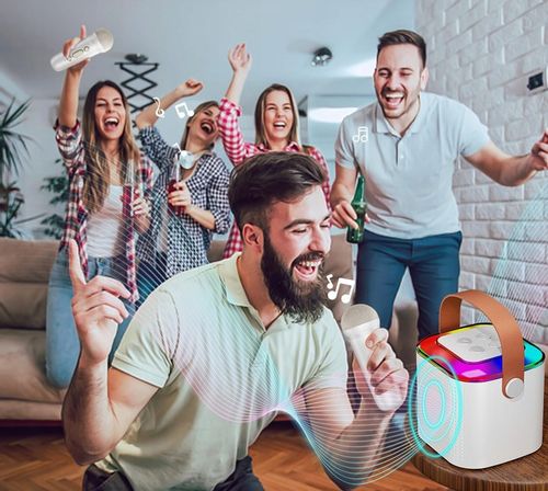 MINI MASZYNA DO KARAOKE PRZENOŚNY Z 2 MIKROFONAMI BEZPRZEWODOWYMI na Arena.pl