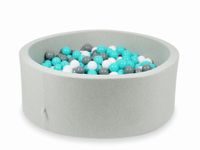 Suchy basen jasnoszary 110x40 z piłeczkami 500 sztuk (turkusowe, białe, szare)