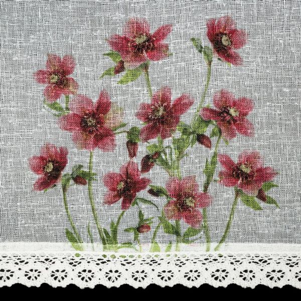 Firana gotowa zazdrostki ISA 150x30 Eurofirany biały bordowy kwiaty zdjęcie 4