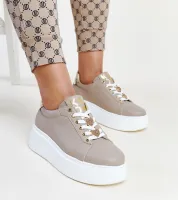 Ciemnobeżowe skórzane sneakersy Karino 40