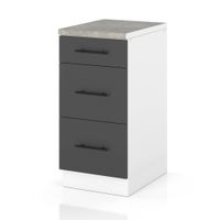 Szafka Kuchenna Stojąca Z Blatem 3 Szuflady 40cm Spremium Szary Mat
