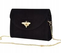 Laura Biaggi - torebka wizytowa na łańcuszku pszczoła czarny zamsz P237