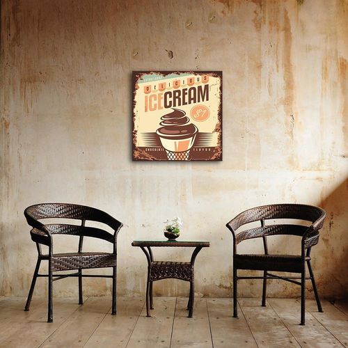 Obraz na płótnie - Canvas, Retro szyld lodziarnia 40x40 na Arena.pl
