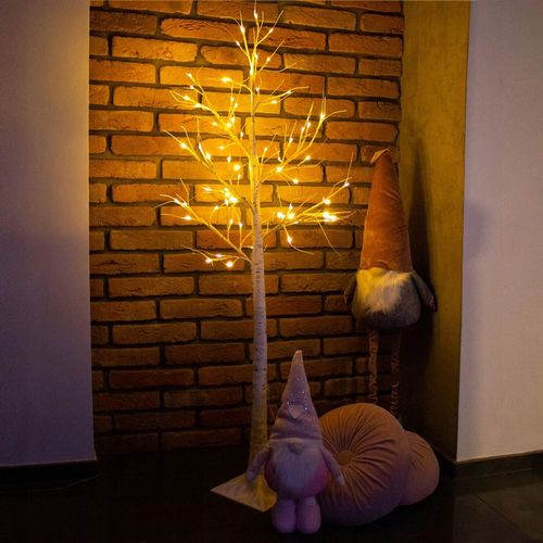 BRZOZA 48LED DRZEWKO ŚWIĄTECZNE OZDOBNE ŚWIECĄCE LAMPKI BIAŁE CIEPŁE 120cm na Arena.pl