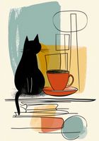 Plakat 70x100cm Kot i Kawa
