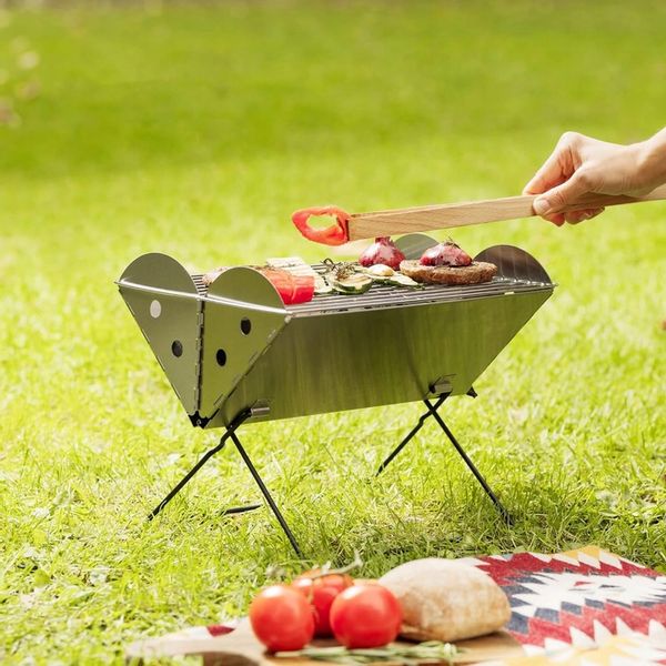 Mini przenośny grill do grillowania, mały składany na piknik na powietrzu zdjęcie 2