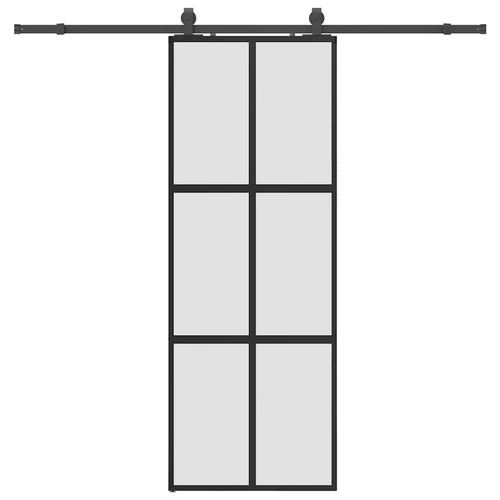 Drzwi przesuwne z zestawem okuć czarne 76x205cm szkło hartowane na Arena.pl