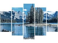 70 100CM OBRAZ 5 ELEM JEZIORO MALIGNE ZIMĄ DRUK PŁÓTNO