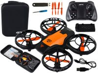 DRON Z POMARAŃCZOWYM POKROWCEM I EFEKTOWNYM OŚWIETLENIEM