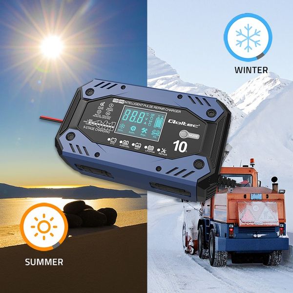 Prostownik ładowarka do akumulatora z funkcją naprawy 12-24V 10A LCD zdjęcie 9