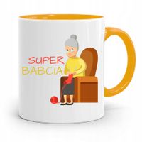 Kubek Żółty Dzień Babci Super Babcia Prezent Z Nadrukiem Ze Zdjęciem