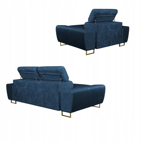 Zestaw mebli wypoczynkowych salon Bosso Sofa 2os fotele granat Family Meble na Arena.pl