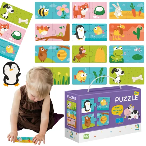 Puzzle duo 12x2 elementy. Co jedzą zwierzęta na Arena.pl