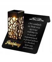 Wieczny Znicz Solarny LED Statuetka Pamiętamy Premium Na Grób Dla Bliskich