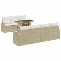 Zestaw Sof na Ogród 8 pcs Beżowy 100 x 55 x 73 cm Polirattan