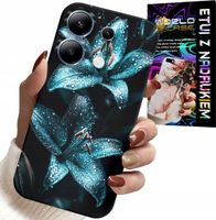 ETUI DO XIAOMI NOTE 14S - TURKUSOWE LILIE KWIATY OBUDOWA + SZKŁO