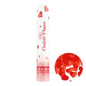 Tuba z konfetti metaliczne serca czerwone, 30 cm