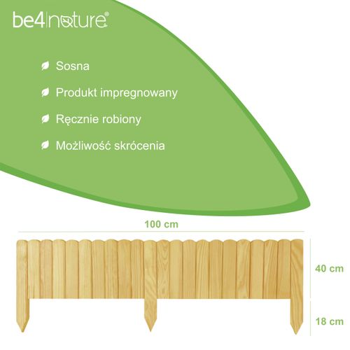 be4nature DREWNIANY PŁOTEK Rollborder obrzeże rabatek 100 x 40 cm na Arena.pl