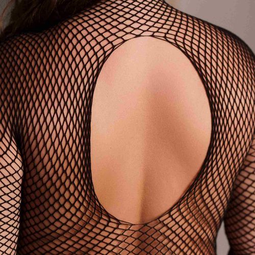 bodystocking with fishnet structure, open crotch and turtle neck. na Arena.pl