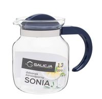 Dzbanek szklany żaroodporny z przykrywką do herbaty kawy SONIA 1,3L granatowy