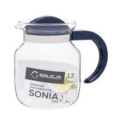 Dzbanek szklany żaroodporny z przykrywką do herbaty kawy SONIA 1,3L granatowy