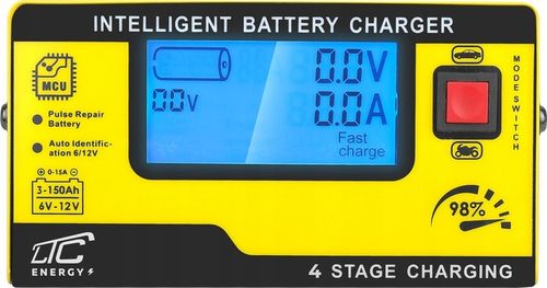 SZYBKI PROSTOWNIK ŁADOWARKA 6V/12V 15A AKUMULATORÓW SAMOCHODOWYCH, ŻELOWYCH na Arena.pl