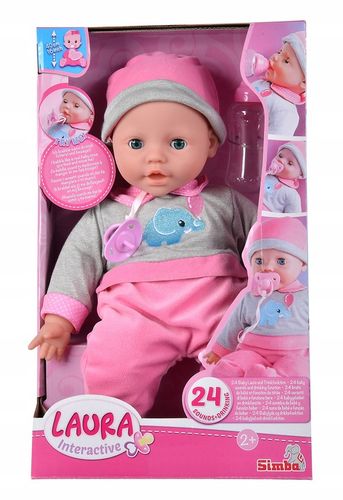 DUŻA INTERAKTYWNA LALKA LAURA MIĘKKA GAWORZĄCA MÓWI PŁACZE BUTELKA SMOCZEK na Arena.pl