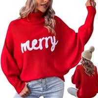 SWETER DAMSKI ŚWIĄTECZNY CZERWONY DAMSKI WZOR MERRY ZIMOWY CIEPŁY 38 M