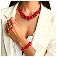 Zestaw Korale Drewniane Czerwone Folk Folkowe Koło Gospodyń Wiejskich